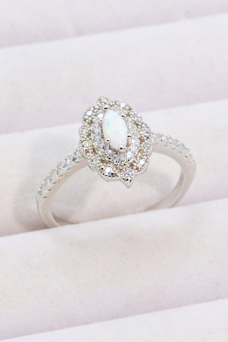 Modern Love Story Opal and Zircon Ring - Ruby's Fashion