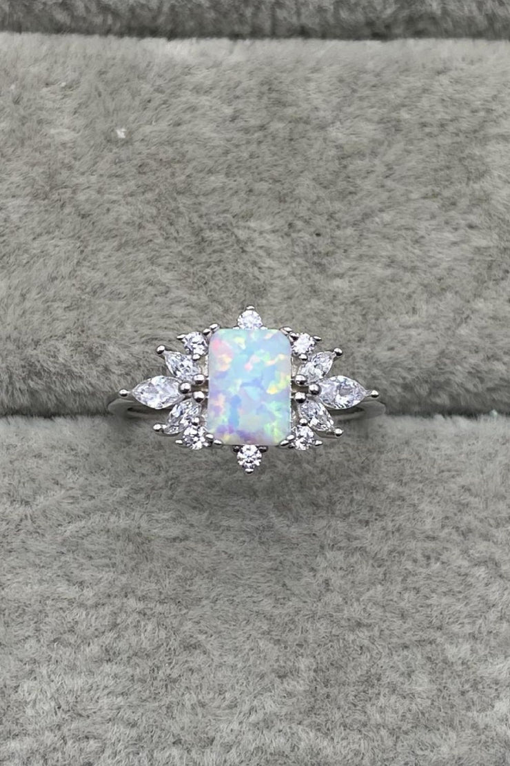 925 Sterling Silver Zircon and Opal Ring - Ruby's Fashion