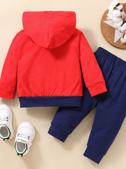 Baby Color Block Graphic Hoodie and Joggers Set - Ruby's Fashion