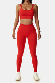 Double-Strap Sports Bra and Leggings Set - Ruby's Fashion