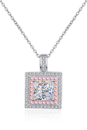 1 Carat Moissanite Square Pendant Chain Necklace - Ruby's Fashion