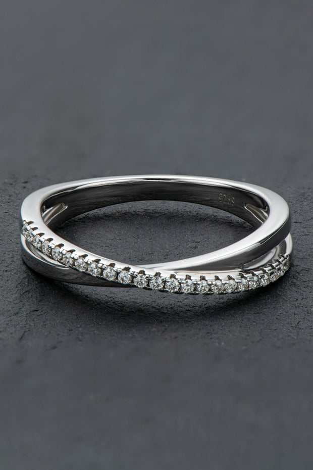 925 Sterling Silver Crisscross Moissanite Ring - Ruby's Fashion