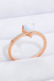 Natural Moonstone Heart 18K Rose Gold-Plated Ring - Ruby's Fashion