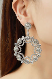 Alloy Rhinestone Round Drop Earrings - Ruby's Fashion