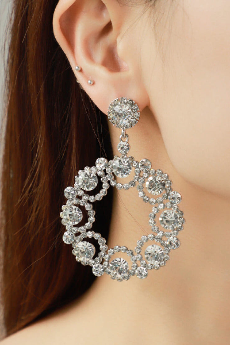 Alloy Rhinestone Round Drop Earrings - Ruby's Fashion