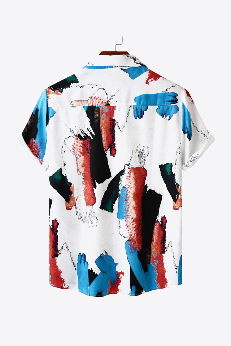 Printed Button Front Short Sleeve Shirt