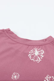 Girls Dandelion Print Round Neck Tee - Ruby's Fashion