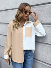 Color Block Button Down Shirt - Ruby's Fashion