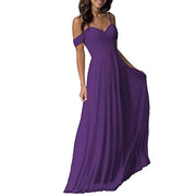 Women's Off Shoulder Chiffon A-line Pleated Bridesmaid Dress - Ruby's Fashion