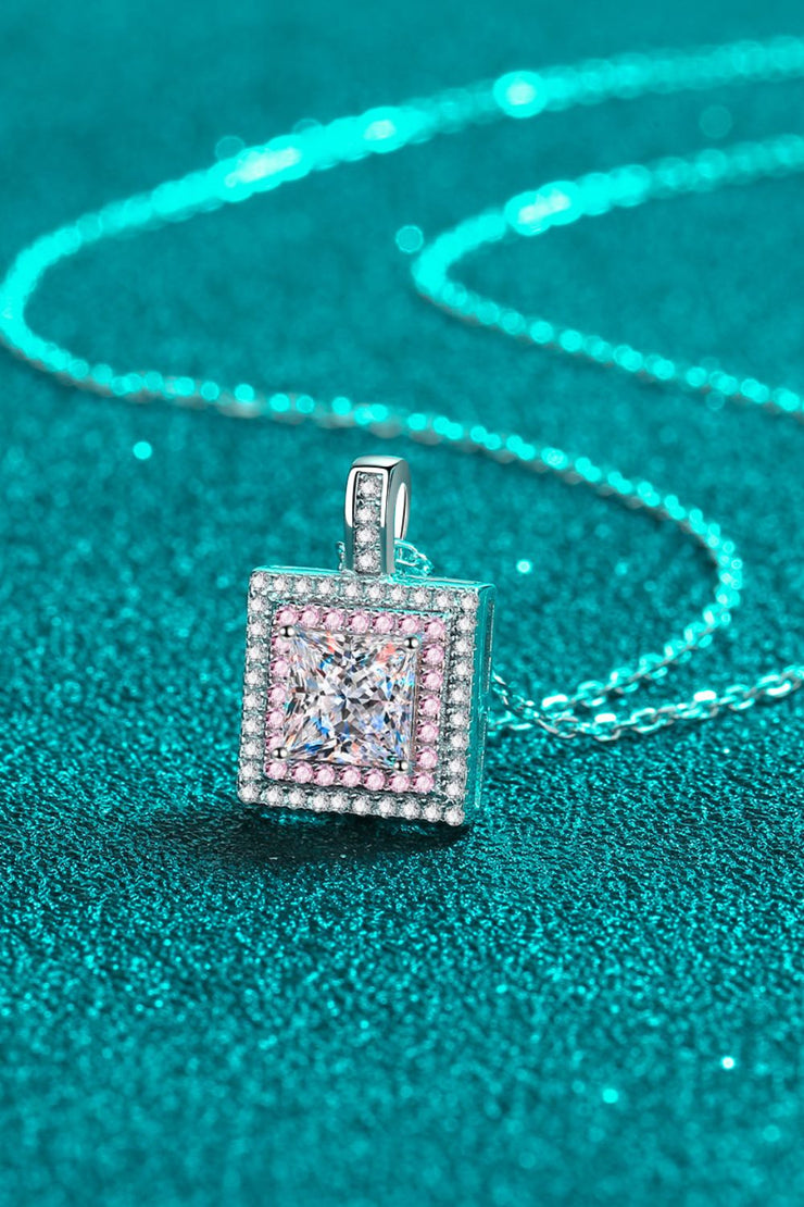 1 Carat Moissanite Square Pendant Chain Necklace - Ruby's Fashion