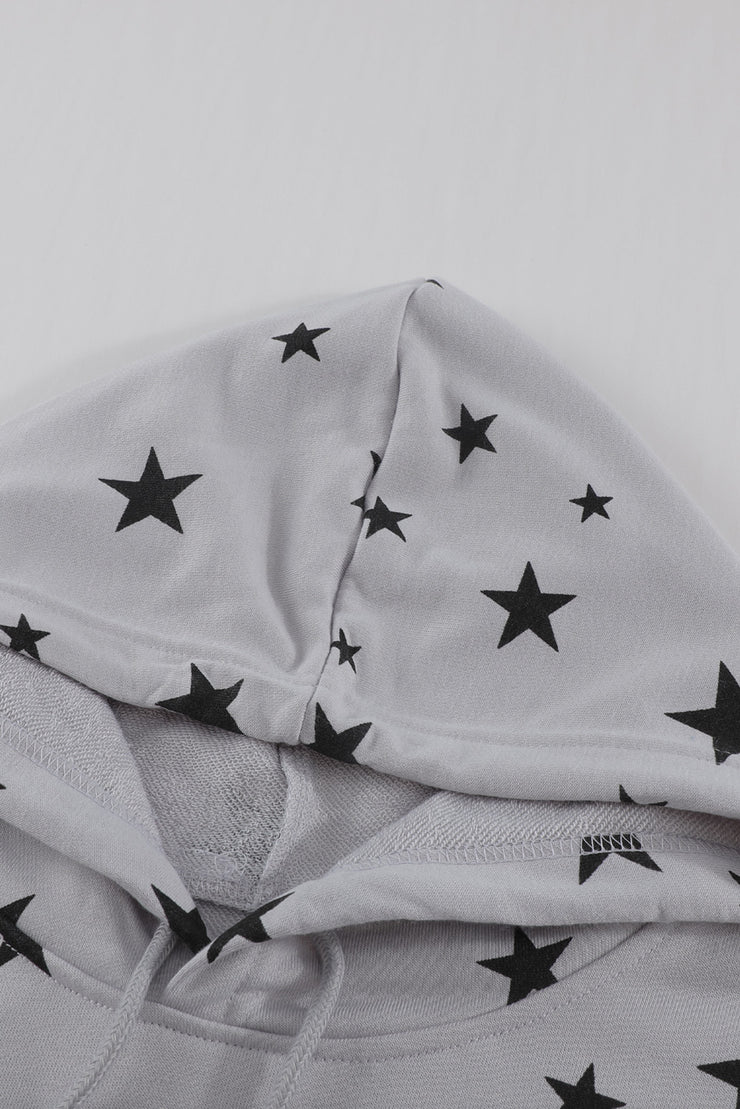 Star Print Drawstring Detail Hoodie