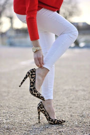 Women's Shoes European And American Pointed Toe High Heels Leopard Print Suede Stiletto Super High Heel - Ruby's Fashion