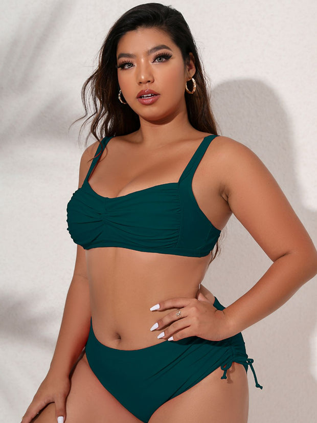 Plus Size Twist Front Tied Bikini Set - Ruby's Fashion