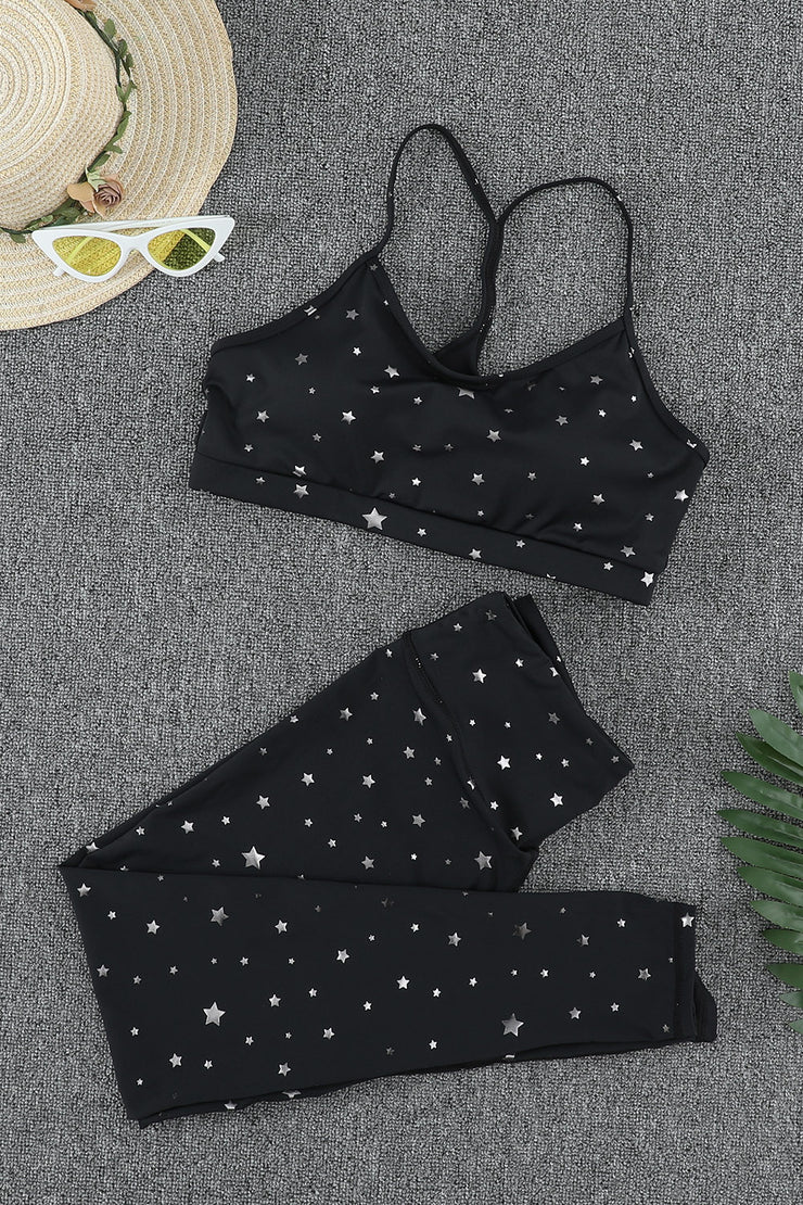 Star Print Sports Bra and Leggings Set - Ruby's Fashion