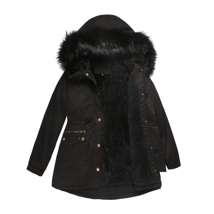 Hooded Warm Jacket With Fur Collar Loose Cotton - Ruby's Fashion