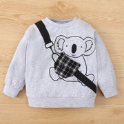 Kids Animal Graphic Sweatshirt and Plaid Joggers Set - Ruby's Fashion