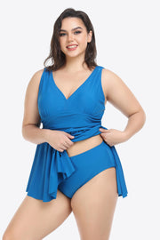 Plus Size Plunge Sleeveless Two-Piece Swimsuit - Ruby's Fashion