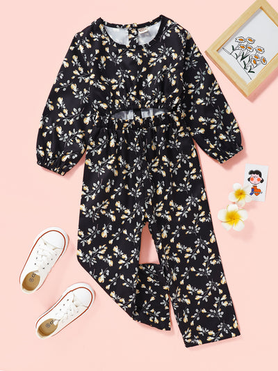Girls Floral Cutout Jumpsuit - Ruby's Fashion