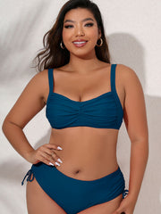 Plus Size Twist Front Tied Bikini Set - Ruby's Fashion