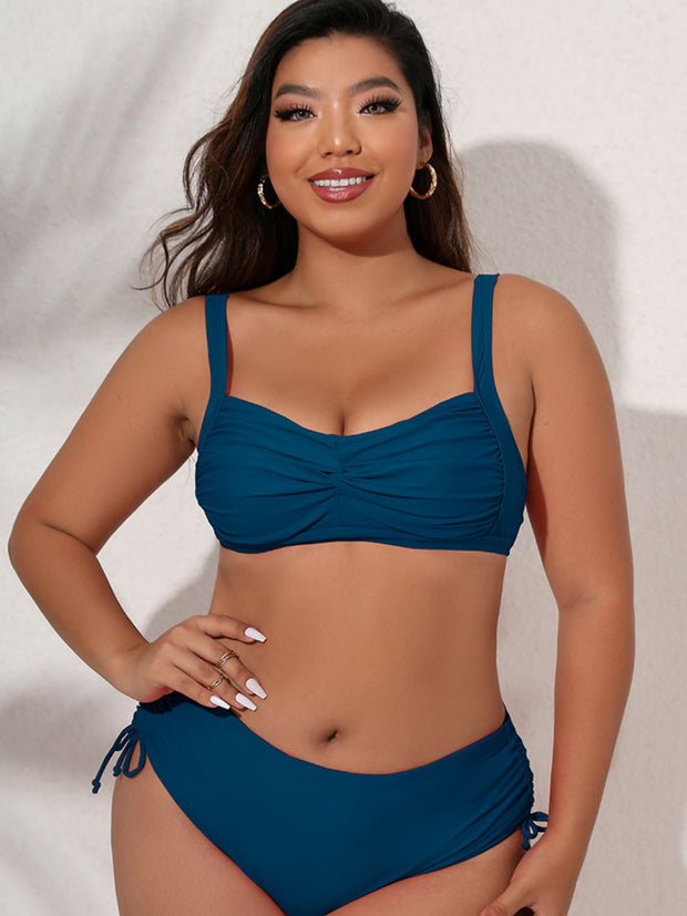 Plus Size Twist Front Tied Bikini Set - Ruby's Fashion