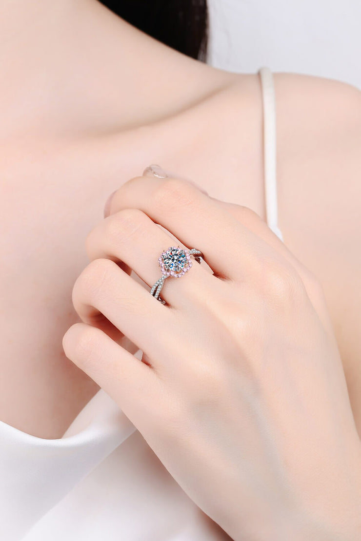 1 Carat Moissanite Flower-Shaped Crisscross Ring - Ruby's Fashion