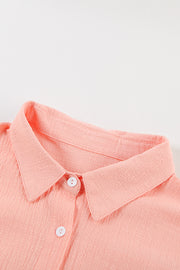 Cap-Sleeve Button Down Shirt - Ruby's Fashion