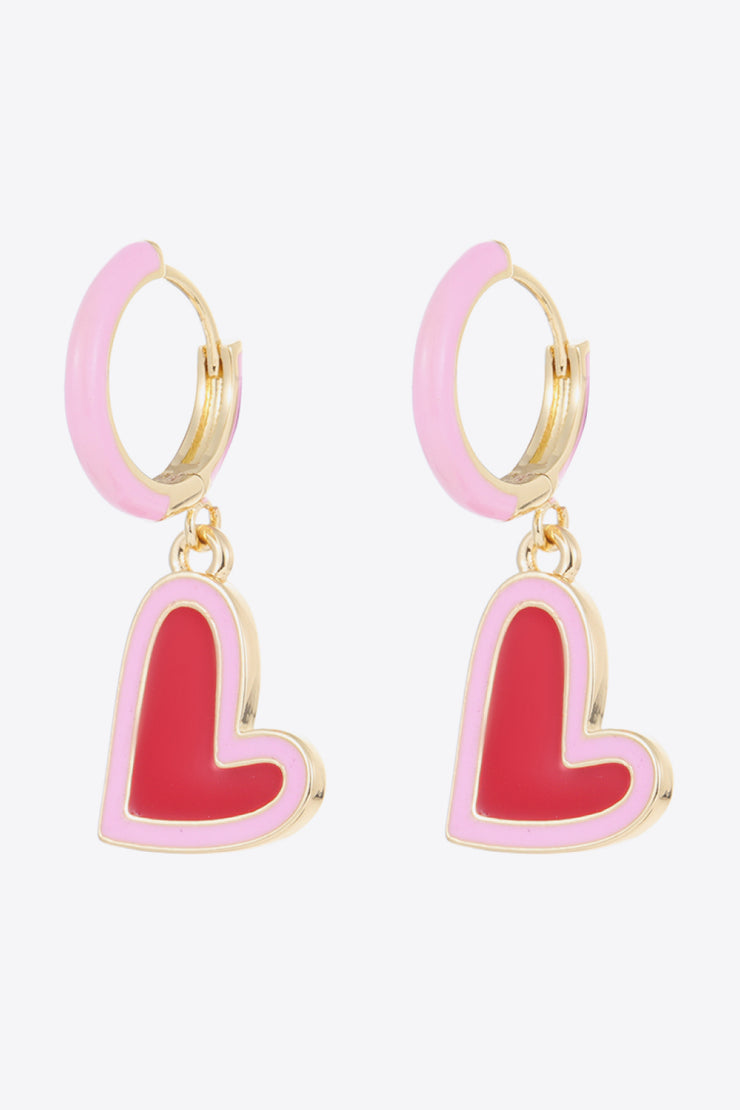 Contrast Heart-Shaped Drop Earrings - Ruby's Fashion