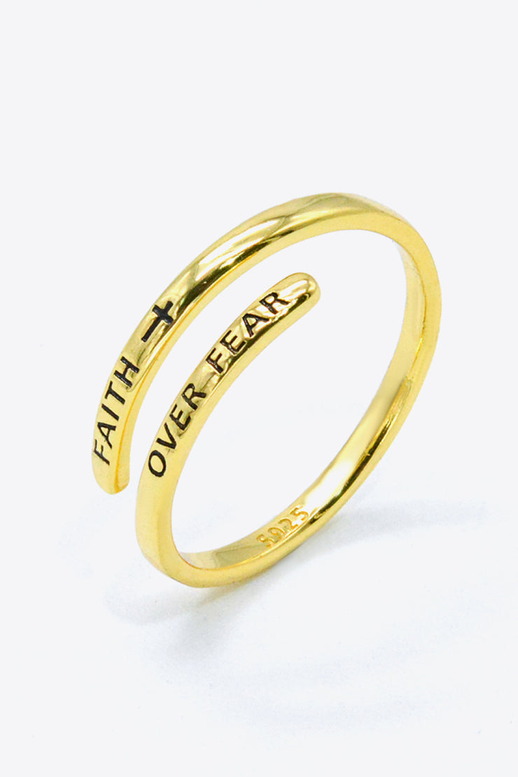 FAITH OVER FEAR Bypass Ring - Ruby's Fashion