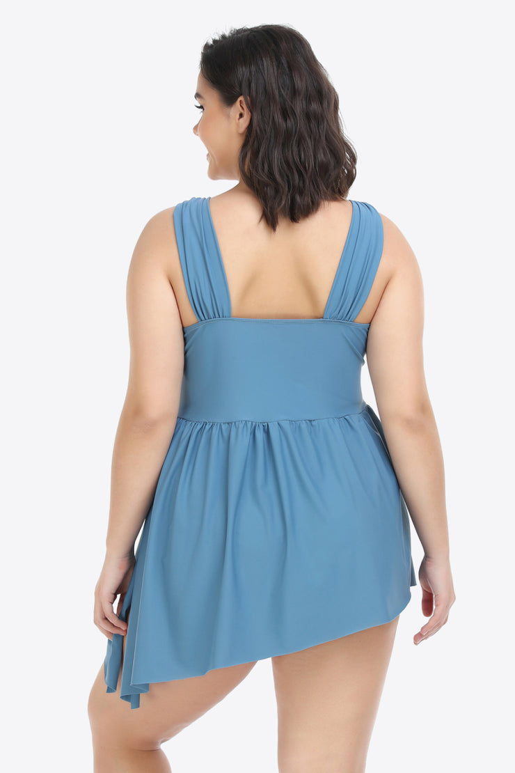 Plus Size Plunge Sleeveless Two-Piece Swimsuit - Ruby's Fashion