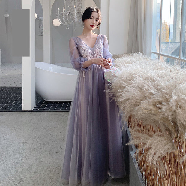 Xianqi Slim And Thin Sisters Queen's Bridesmaid Dress - Ruby's Fashion