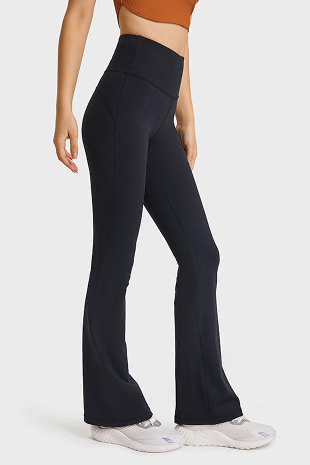 Elastic Waist Flare Yoga Pants - Ruby's Fashion