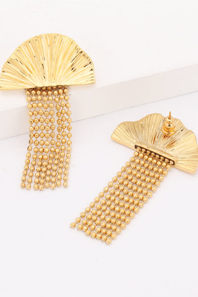 18K Gold Plated Fan Fringe Dangle Earrings - Ruby's Fashion