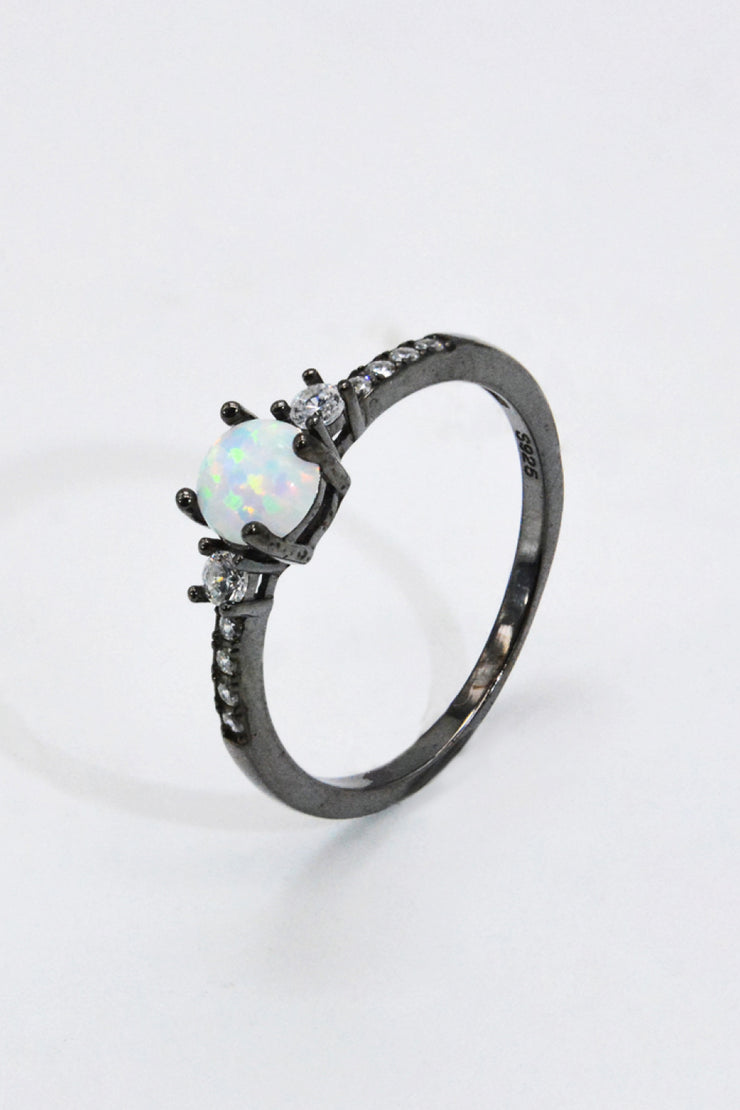 925 Sterling Silver Round Opal Ring - Ruby's Fashion