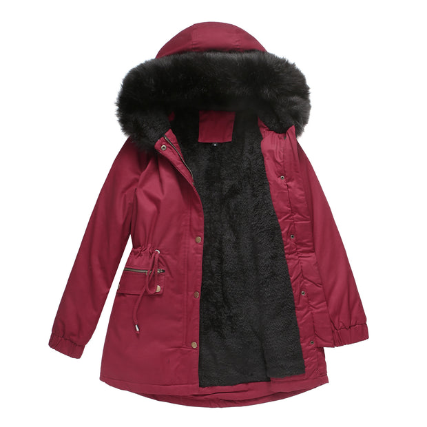 Hooded Warm Jacket With Fur Collar Loose Cotton - Ruby's Fashion