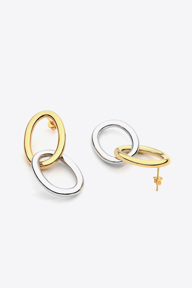 Two-Tone Double Hoop Earrings - Ruby's Fashion