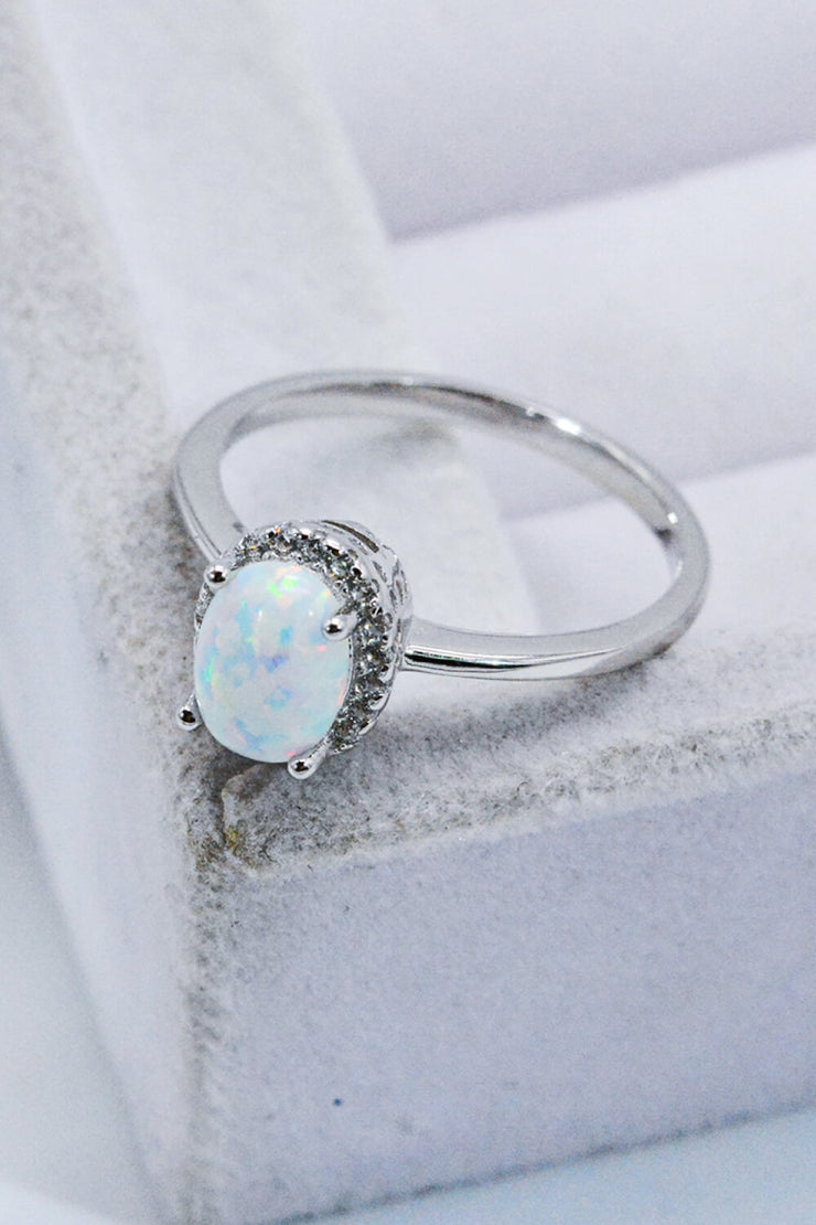 925 Sterling Silver 4-Prong Opal Ring - Ruby's Fashion