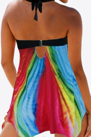 Multicolored Halter Neck Two-Piece Swimsuit - Ruby's Fashion