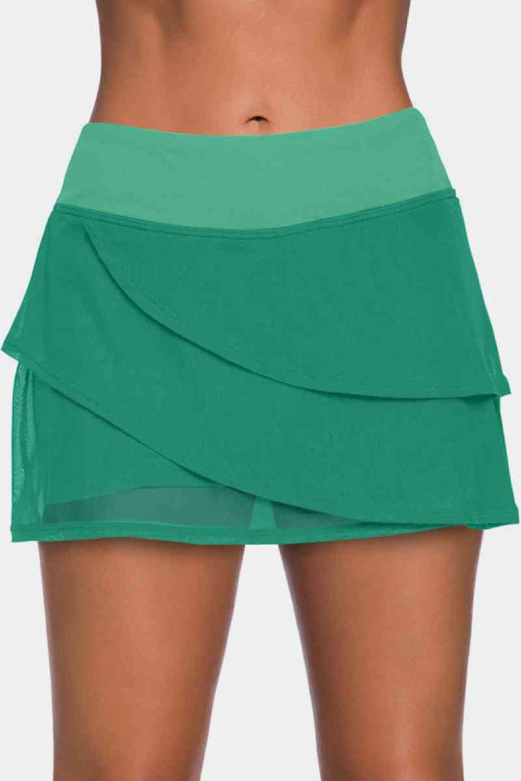 Asymmetrical Layer Swim Pantskirt - Ruby's Fashion