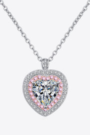 925 Sterling Silver 1 Carat Moissanite Heart Pendant Necklace - Ruby's Fashion