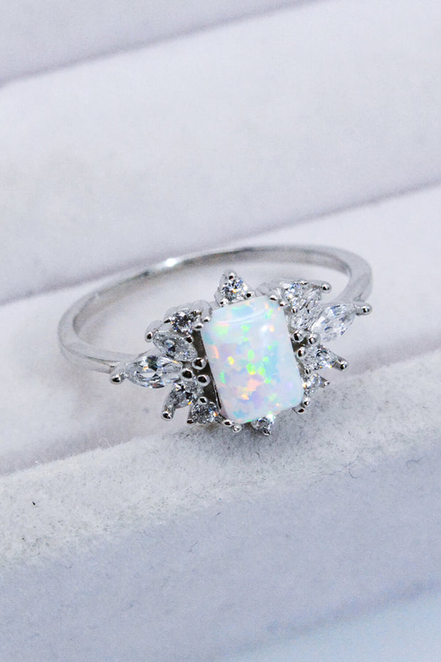 925 Sterling Silver Zircon and Opal Ring - Ruby's Fashion