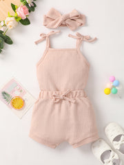 Baby Girl Waffle-Knit Tie-Shoulder Top and Shorts Set - Ruby's Fashion