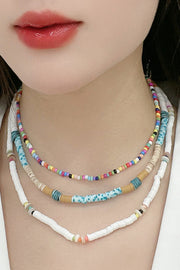 Multicolored Bead Necklace Three-Piece Set - Ruby's Fashion