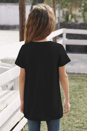 Girls Buttoned Tulip Hem T-Shirt - Ruby's Fashion