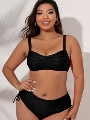 Plus Size Twist Front Tied Bikini Set - Ruby's Fashion