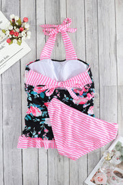 Mixed Print Tie-Back Two-Piece Swimsuit - Ruby's Fashion