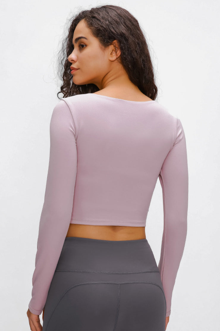 Long Sleeve Cropped Top With Sports Strap - Ruby's Fashion