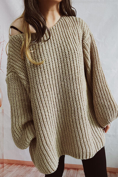 Boat Neck Dropped Shoulder Mini Sweater Dress