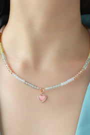 Heart Pendant Beaded Necklace - Ruby's Fashion