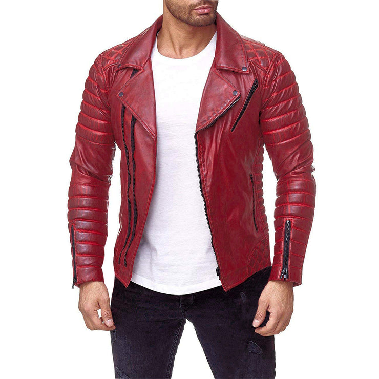 Zippered PU leather jacket - Ruby's Fashion