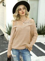 Wide Strap Cold Shoulder Pullover Sweater